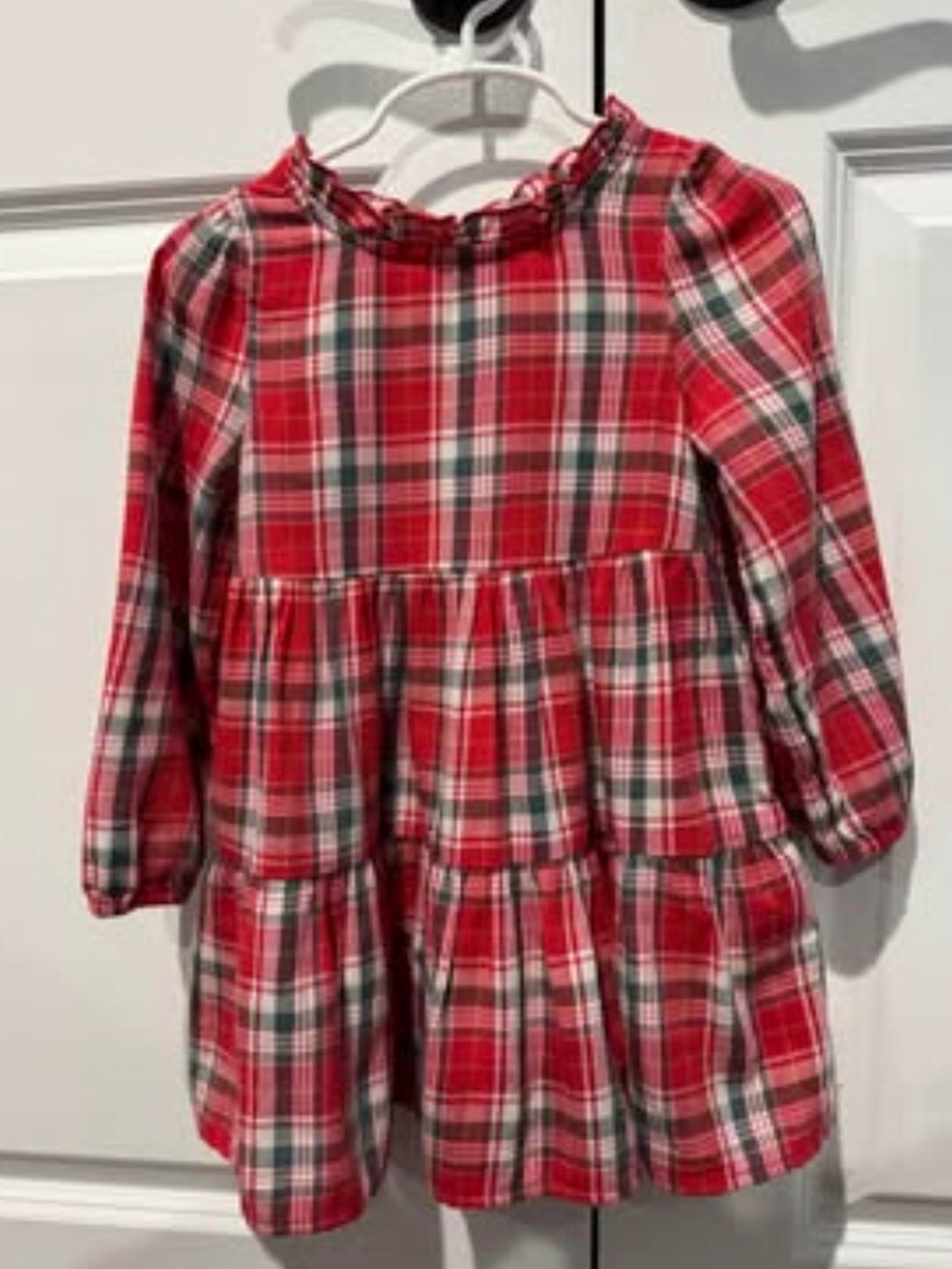 Holiday Christmas Toddler Girls 3T Plaid Long Sleeve Dress - Cat & Jack